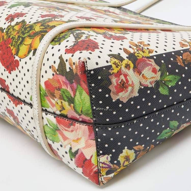 Pre Owned Dolce & Gabbana Multicolor Floral Print Canvas and Leather Miss Escape Tote