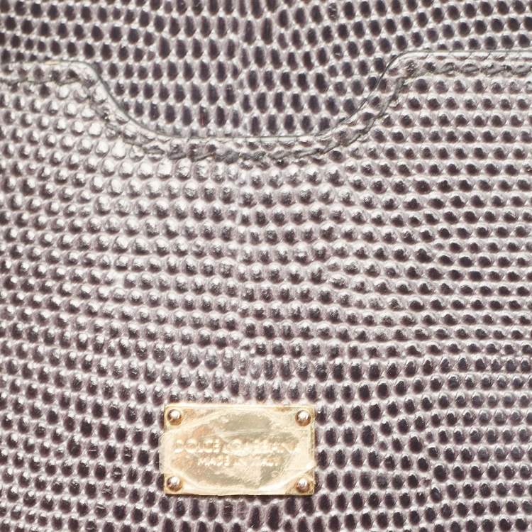 Pre Owned Dolce & Gabbana Grey Lizard Embossed Leather Medium Miss Monica Top Handle Bag