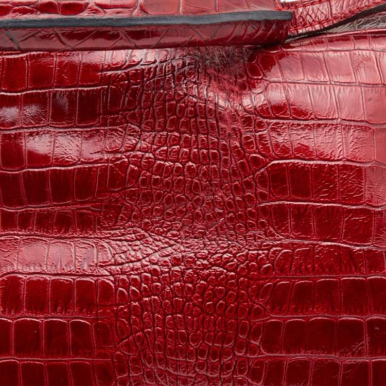 Pre Owned Dolce & Gabbana Red Croc Embossed Patent Leather Miss Bunny Bag