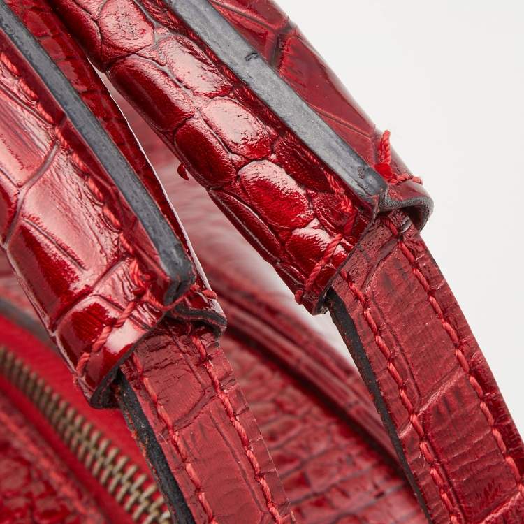 Pre Owned Dolce & Gabbana Red Croc Embossed Patent Leather Miss Bunny Bag