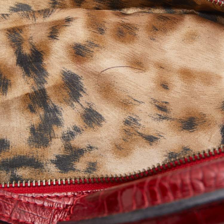Pre Owned Dolce & Gabbana Red Croc Embossed Patent Leather Miss Bunny Bag