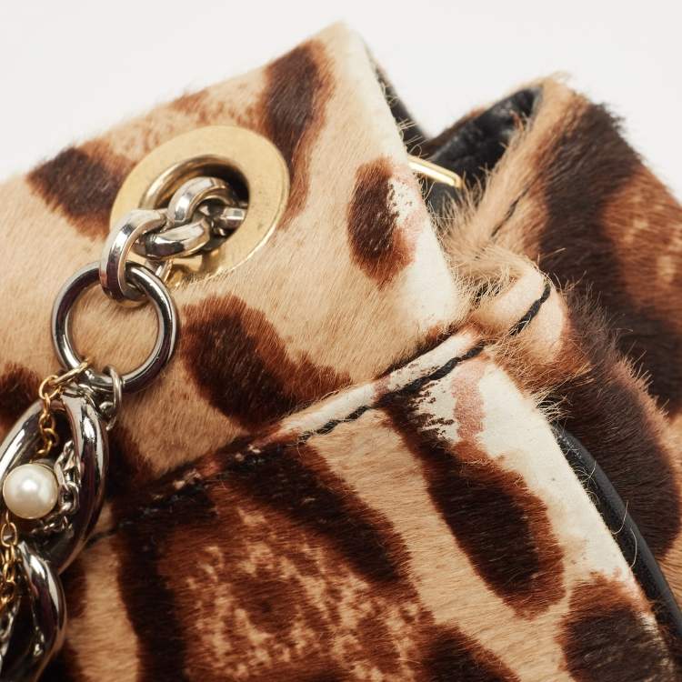 Pre Owned Dolce & Gabbana Brown Leopard Print Calfhair Shoulder Bag