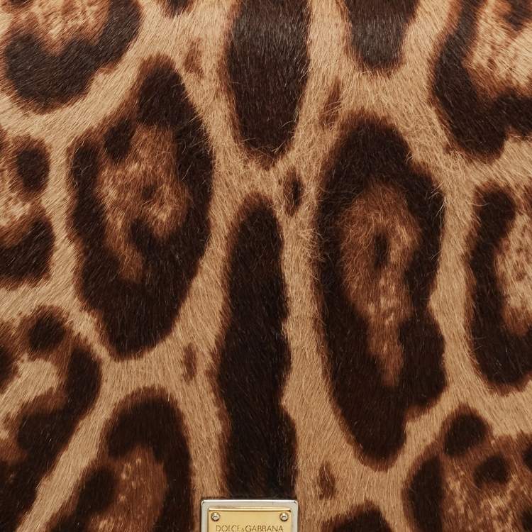 Pre Owned Dolce & Gabbana Brown Leopard Print Calfhair Shoulder Bag