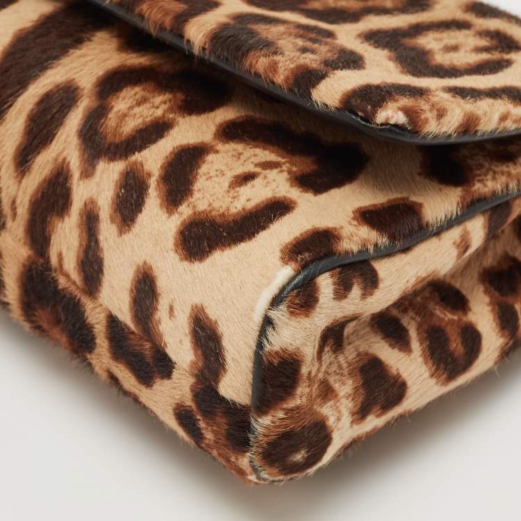 Pre Owned Dolce & Gabbana Brown Leopard Print Calfhair Shoulder Bag