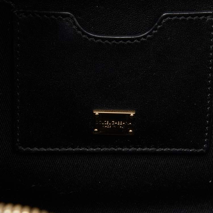 Pre Owned Dolce & Gabbana Blue/White Striped Leather Box Top Handle Bag