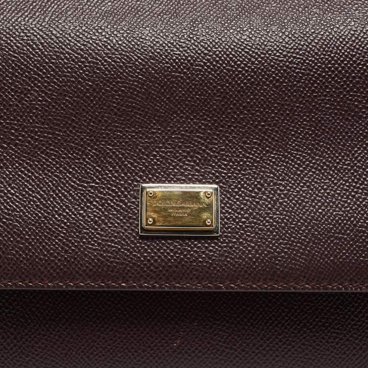Pre Owned Dolce & Gabbana Plum Leather Medium Miss Sicily Top Handle Bag
