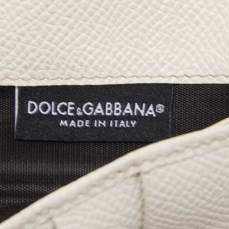 Pre Owned Dolce & Gabbana Off White Leather Miss Sicily Von Wallet on Chain