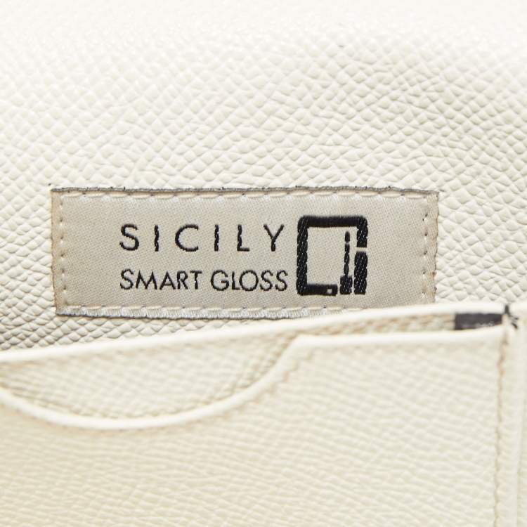 Pre Owned Dolce & Gabbana Off White Leather Miss Sicily Von Wallet on Chain