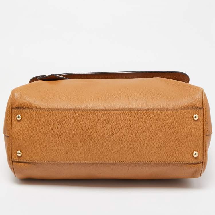 Pre Owned Dolce & Gabbana Brown Leather Large Miss Sicily Top Handle Bag