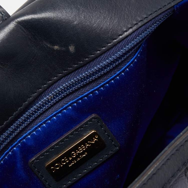 Pre Owned Dolce & Gabbana Blue Eel Leather Large Miss Sicily Bag