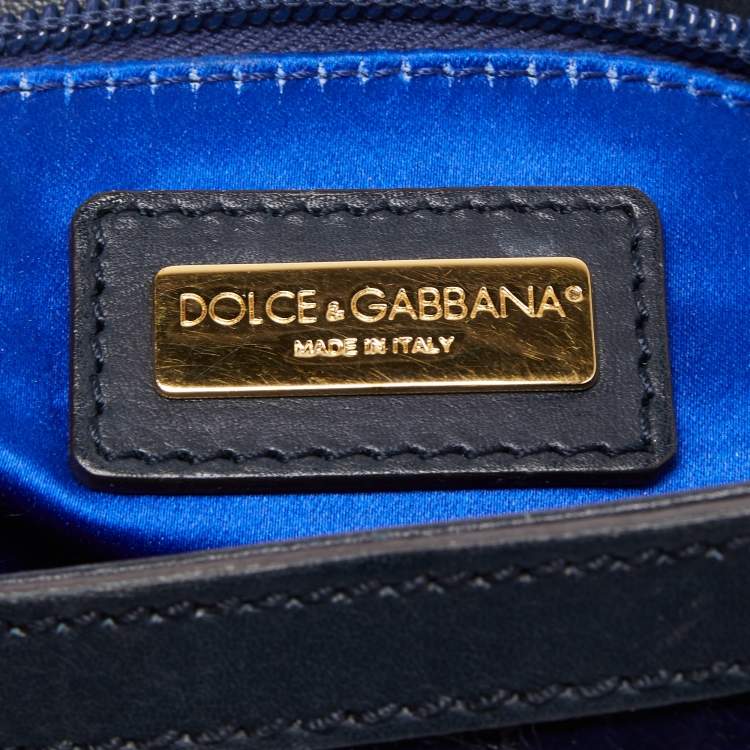 Pre Owned Dolce & Gabbana Blue Eel Leather Large Miss Sicily Bag