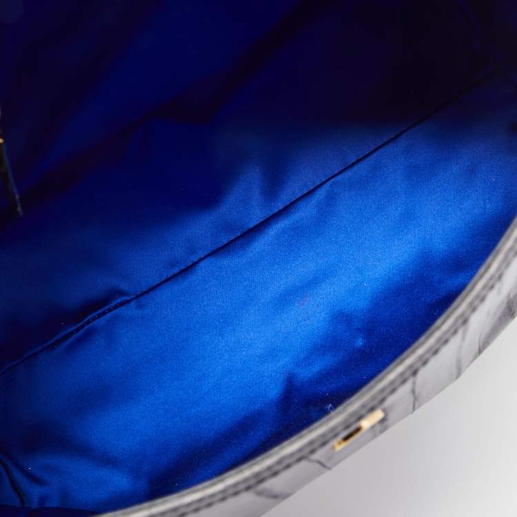 Pre Owned Dolce & Gabbana Blue Eel Leather Large Miss Sicily Bag