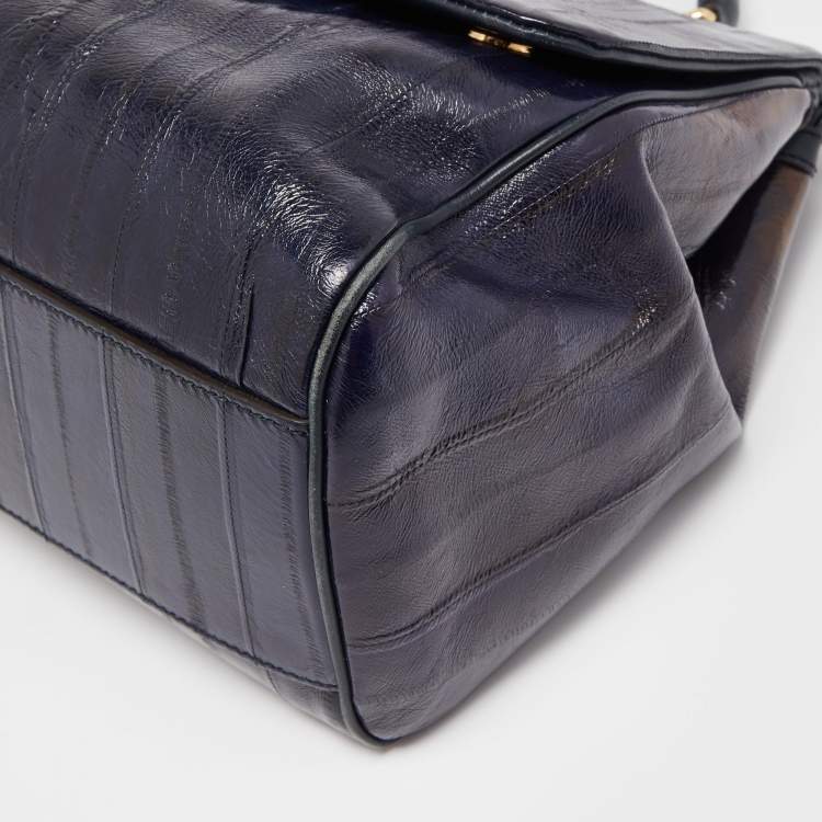 Pre Owned Dolce & Gabbana Blue Eel Leather Large Miss Sicily Bag