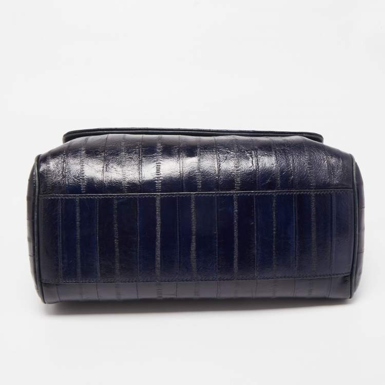 Pre Owned Dolce & Gabbana Blue Eel Leather Large Miss Sicily Bag
