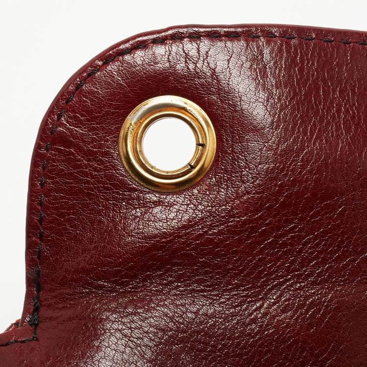 Pre Owned Dolce & Gabbana Dark Red Leather Brogues Oversized Satchel