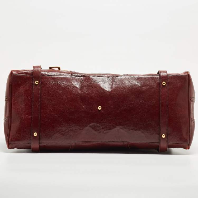 Pre Owned Dolce & Gabbana Dark Red Leather Brogues Oversized Satchel