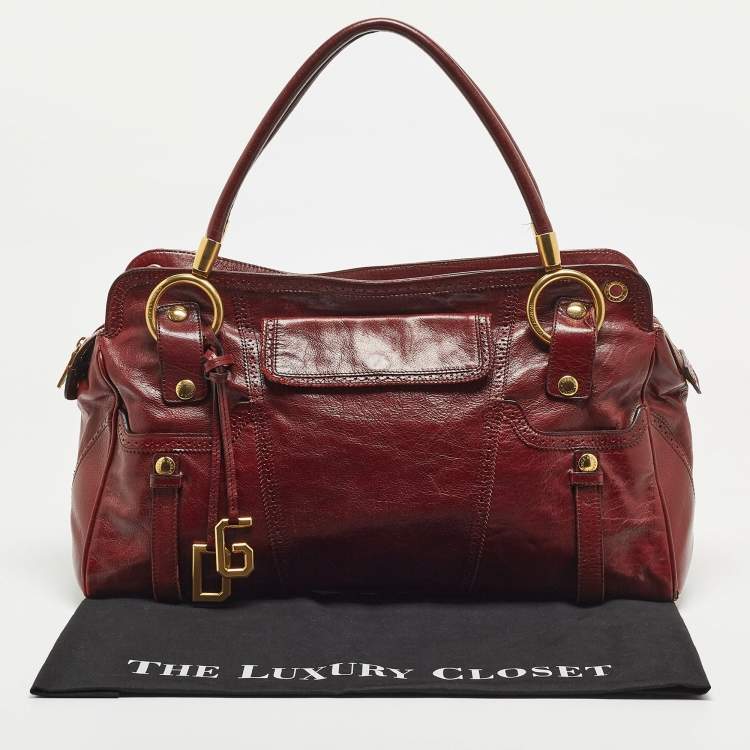 Pre Owned Dolce & Gabbana Dark Red Leather Brogues Oversized Satchel