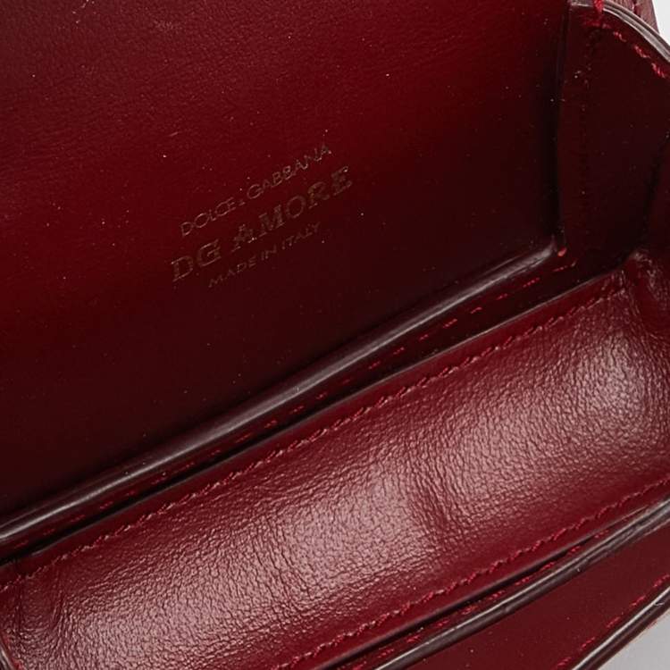 Pre Owned Dolce & Gabbana Red Leather DG Amore Chain Purse