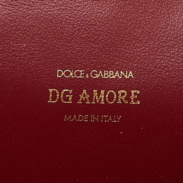 Pre Owned Dolce & Gabbana Red Leather DG Amore Chain Purse