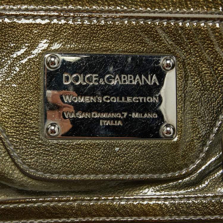 Pre Owned Dolce & Gabbana Olive Green Patent Leather Miss Easy Way Boston Bag