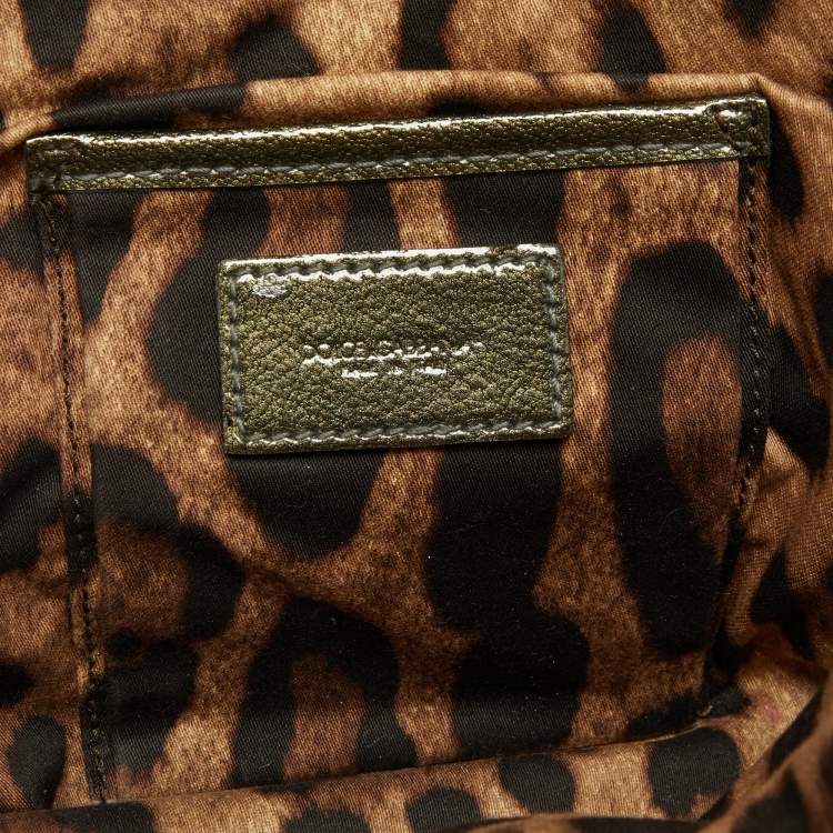 Pre Owned Dolce & Gabbana Olive Green Patent Leather Miss Easy Way Boston Bag