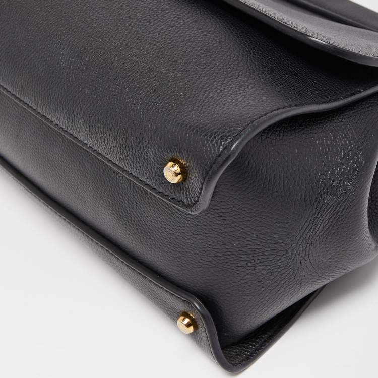 مملوكة مسبقًا Dolce & Gabbana Black Leather Sicily Flap Top Handle Bag