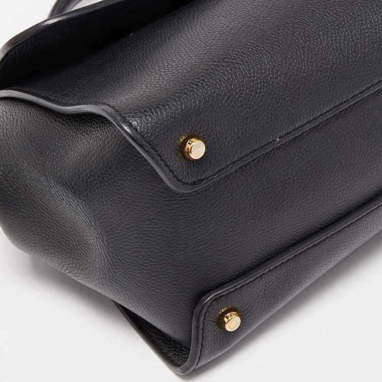 مملوكة مسبقًا Dolce & Gabbana Black Leather Sicily Flap Top Handle Bag