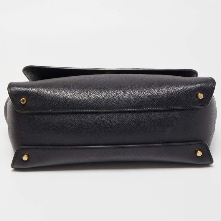 مملوكة مسبقًا Dolce & Gabbana Black Leather Sicily Flap Top Handle Bag