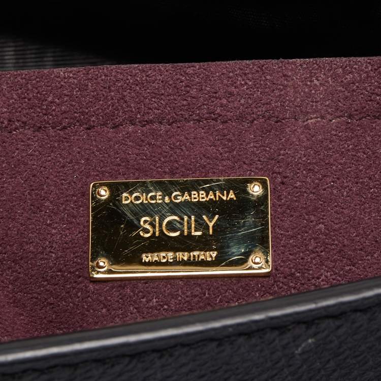 مملوكة مسبقًا Dolce & Gabbana Black Leather Sicily Flap Top Handle Bag
