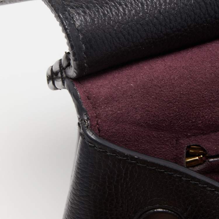 مملوكة مسبقًا Dolce & Gabbana Black Leather Sicily Flap Top Handle Bag