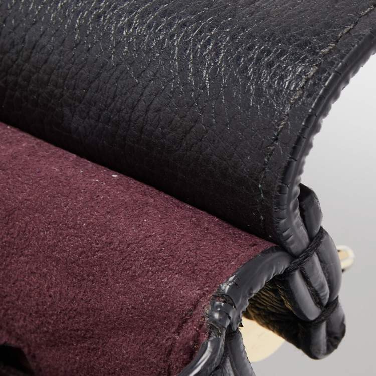 مملوكة مسبقًا Dolce & Gabbana Black Leather Sicily Flap Top Handle Bag