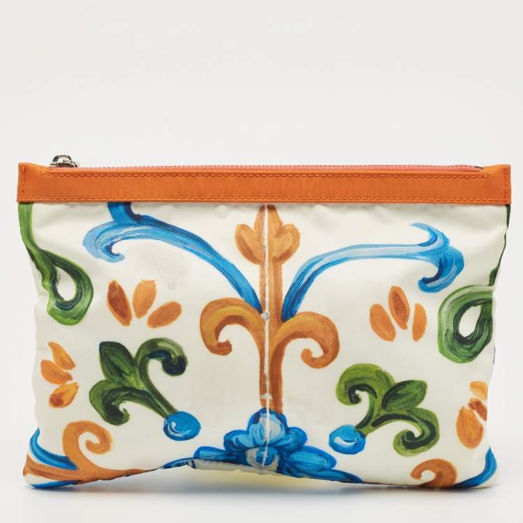 Pre Owned Dolce & Gabbana Multicolor Print Nylon Zip Pouch