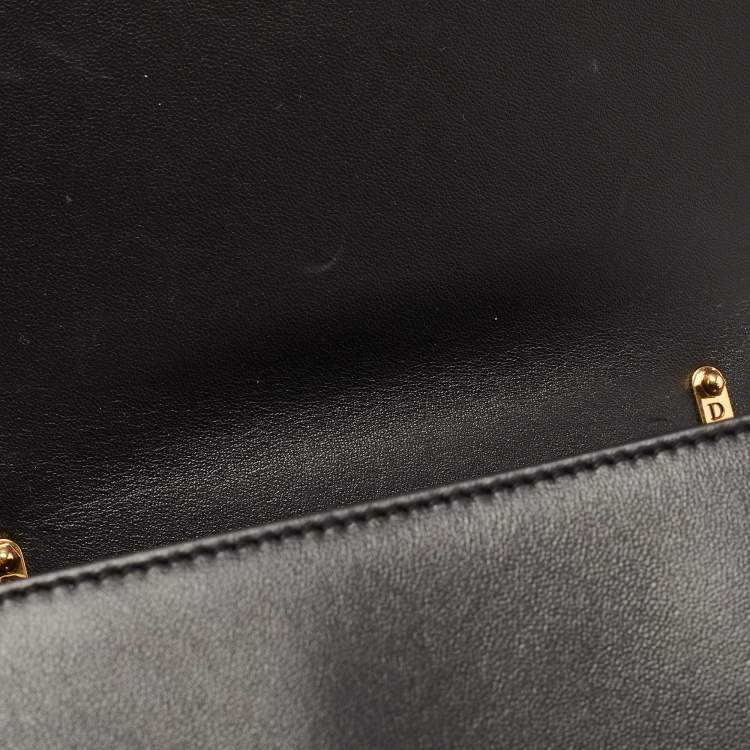 Pre Owned Dolce & Gabbana Black Leather Mini Devotion Chain Shoulder Bag