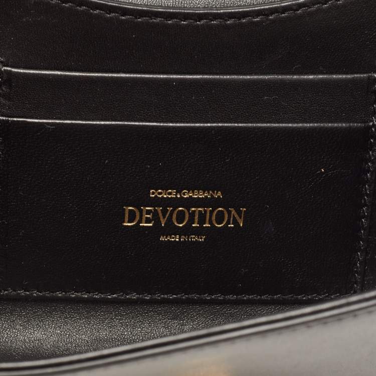 Pre Owned Dolce & Gabbana Black Leather Mini Devotion Chain Shoulder Bag