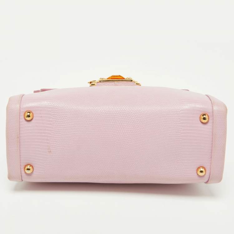 Pre Owned Dolce & Gabbana Pink Lizard Embossed Leather Lucia Top Handle Bag