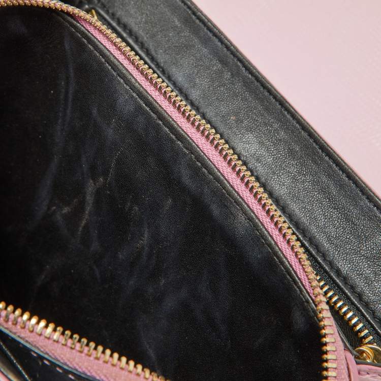 Pre Owned Dolce & Gabbana Pink Lizard Embossed Leather Lucia Top Handle Bag