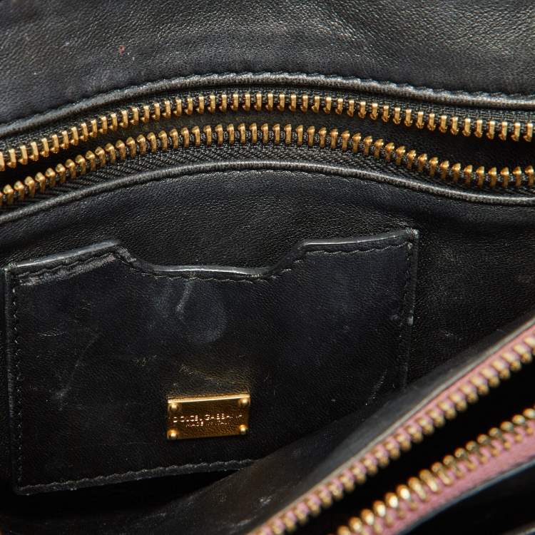 Pre Owned Dolce & Gabbana Pink Lizard Embossed Leather Lucia Top Handle Bag