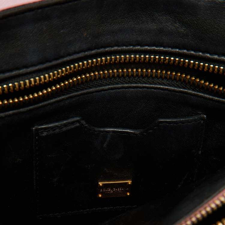 Pre Owned Dolce & Gabbana Pink Lizard Embossed Leather Lucia Top Handle Bag