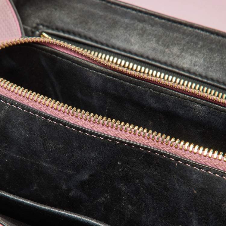 Pre Owned Dolce & Gabbana Pink Lizard Embossed Leather Lucia Top Handle Bag