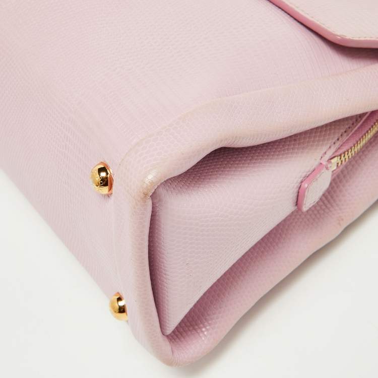 Pre Owned Dolce & Gabbana Pink Lizard Embossed Leather Lucia Top Handle Bag