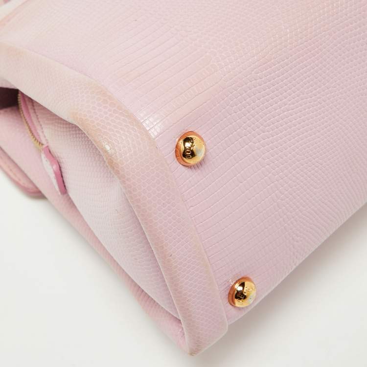 Pre Owned Dolce & Gabbana Pink Lizard Embossed Leather Lucia Top Handle Bag