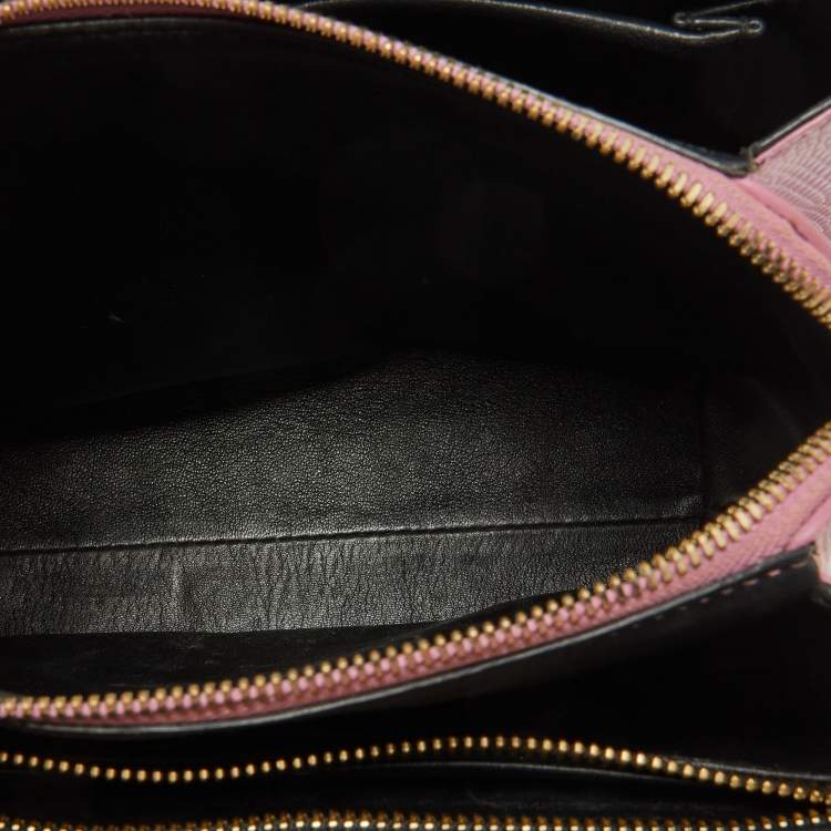 Pre Owned Dolce & Gabbana Pink Lizard Embossed Leather Lucia Top Handle Bag