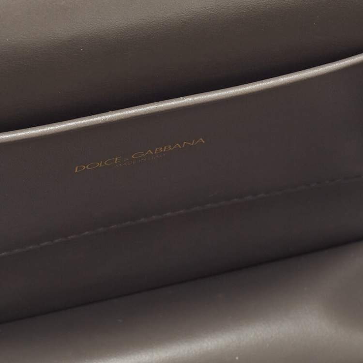 Pre Owned Dolce & Gabbana Grey Leather Devotion Chain Shoulder Bag