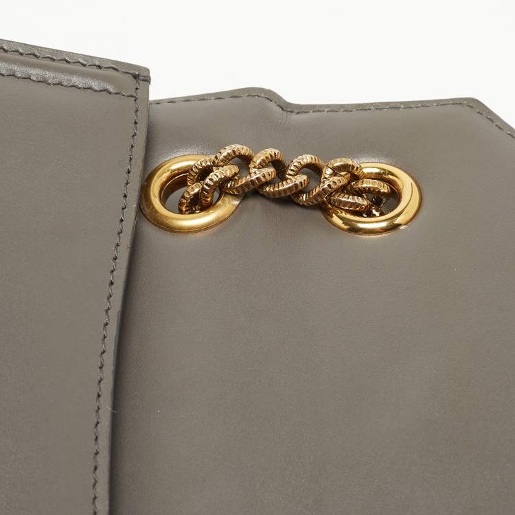 Pre Owned Dolce & Gabbana Grey Leather Devotion Chain Shoulder Bag