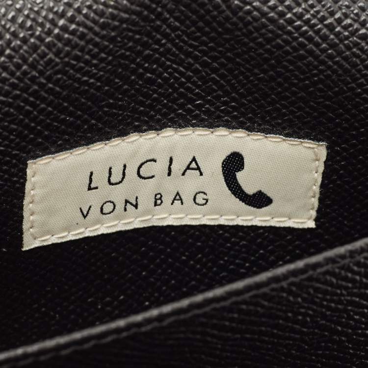 Pre Owned Dolce & Gabbana Black Lizard Embossed Leather Lucia Wallet on Chain