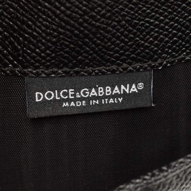 Pre Owned Dolce & Gabbana Black Lizard Embossed Leather Lucia Wallet on Chain