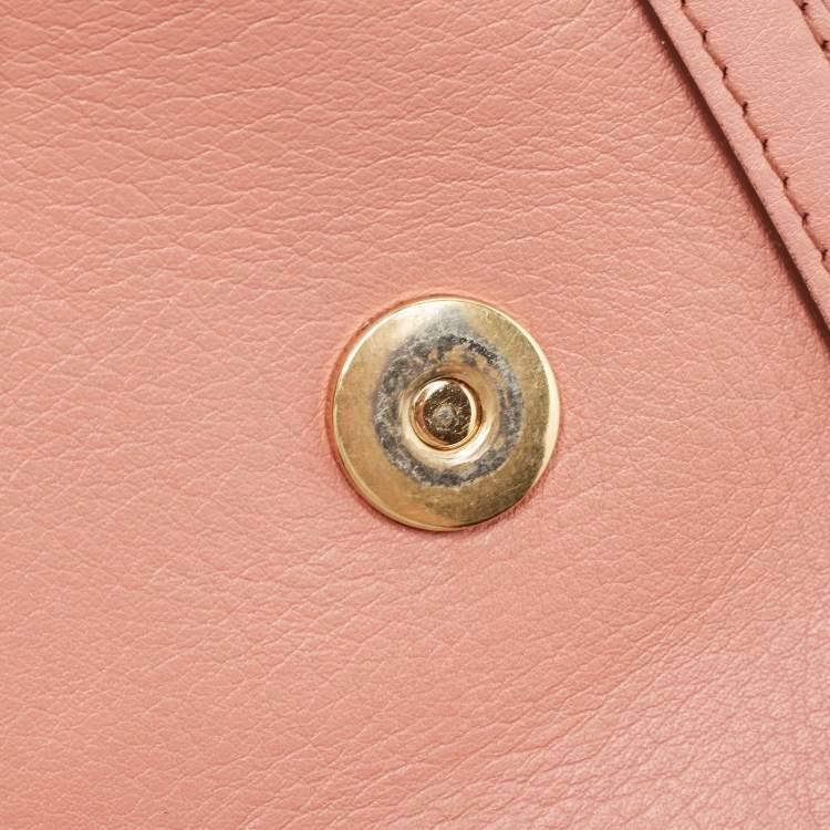 Pre Owned Dolce & Gabbana Old Rose Leather Medium Embellished Sicily Top Handle Bag