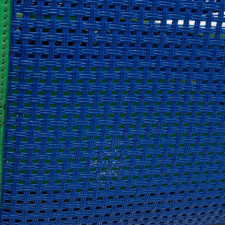 Pre Owned Dolce & Gabbana Green/Blue Perforated Leather Shopper Tote