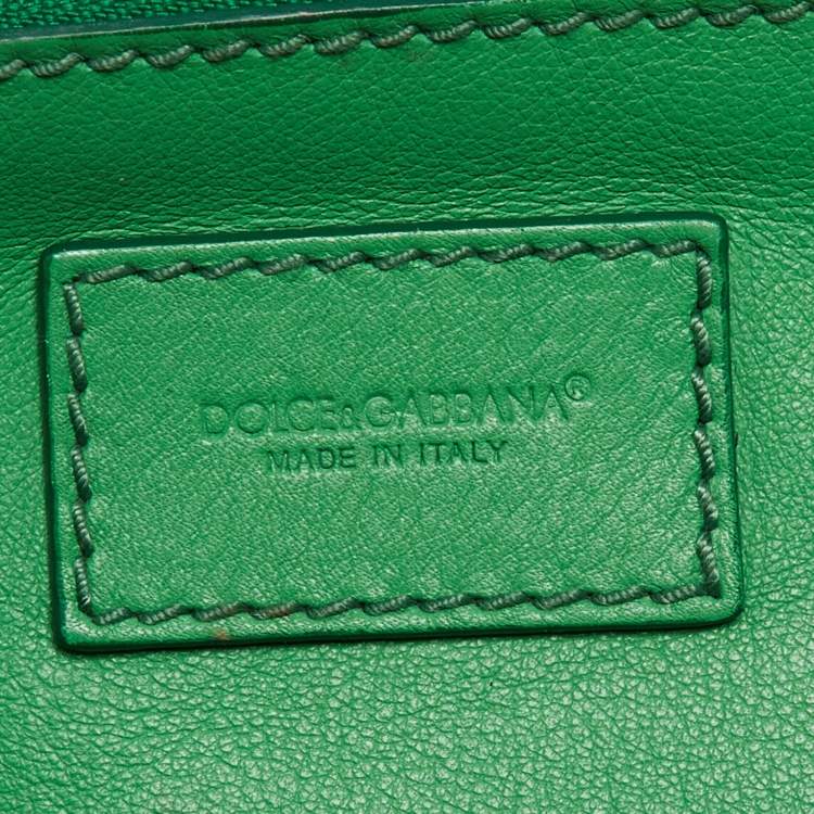 Pre Owned Dolce & Gabbana Green/Blue Perforated Leather Shopper Tote