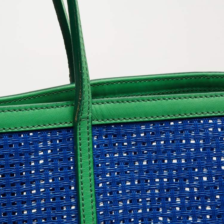 Pre Owned Dolce & Gabbana Green/Blue Perforated Leather Shopper Tote